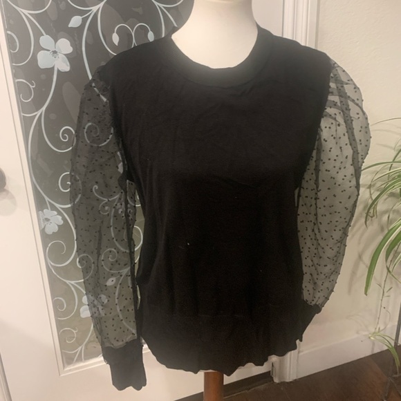 Black Puff Sleeve Top - Picture 1 of 4